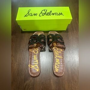 Sam Edelman Bay Black Leather Slides Sandals Size 11